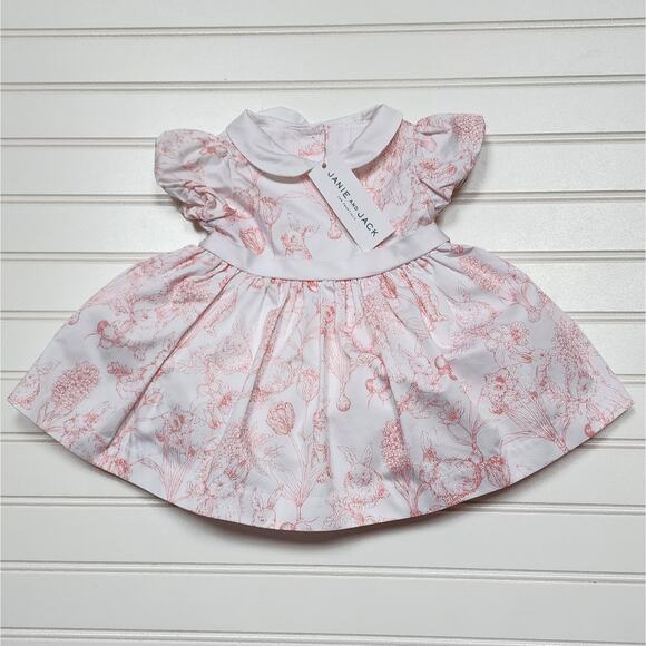 NWT Janie and Jack Rabbit Toile Print Dress